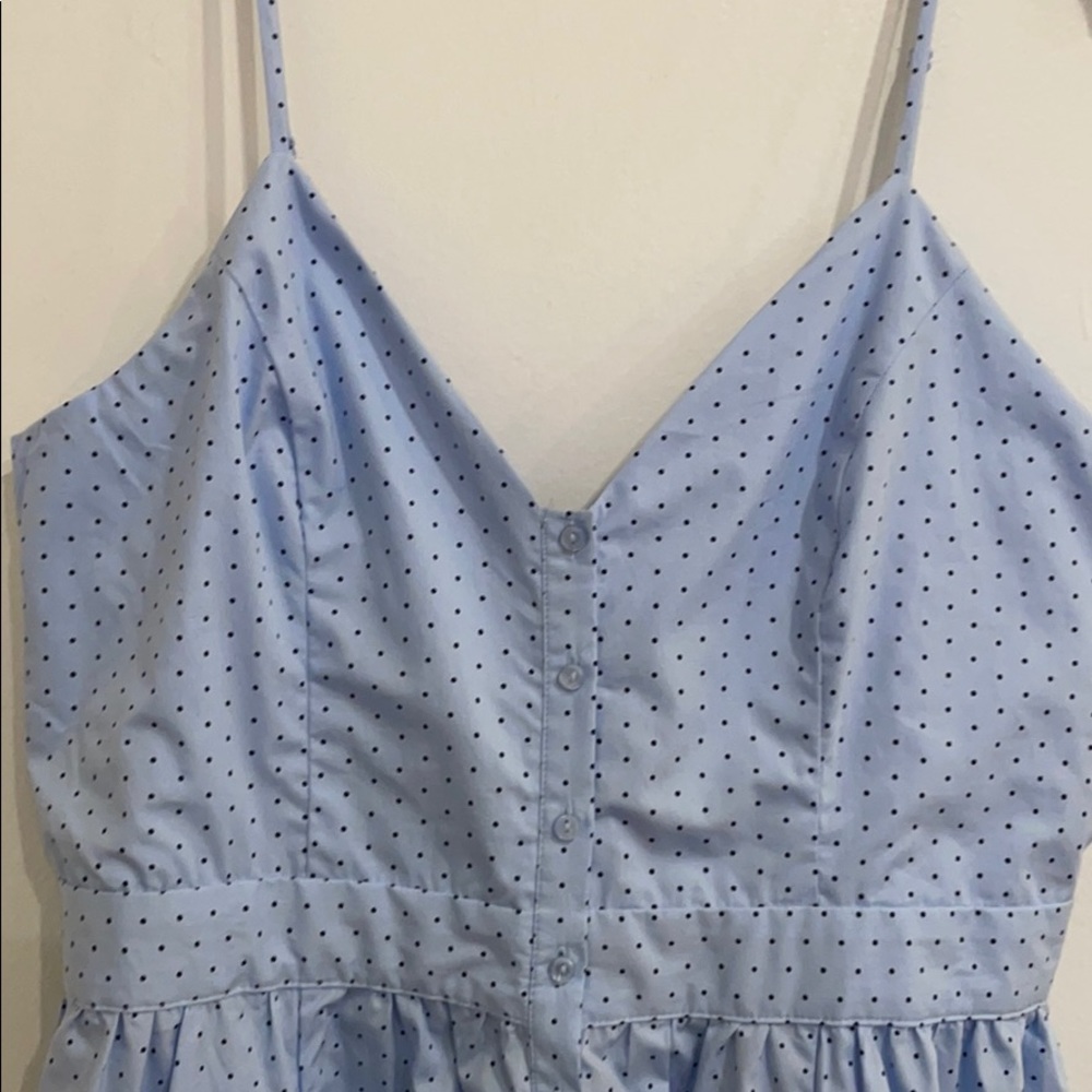 H&M light blue polka dot midi dress - size 14